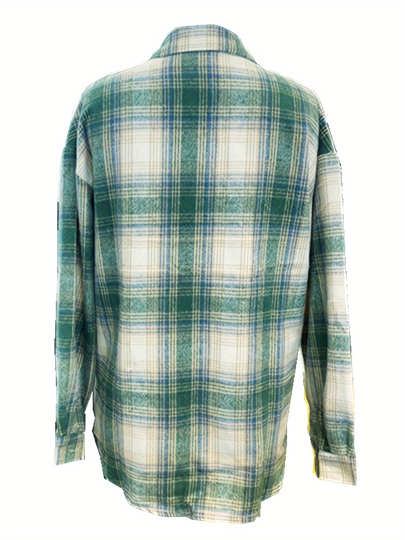 plaid print single breasted shirt versatile long sleeve pockets shirt for fall winter womens clothing details 2