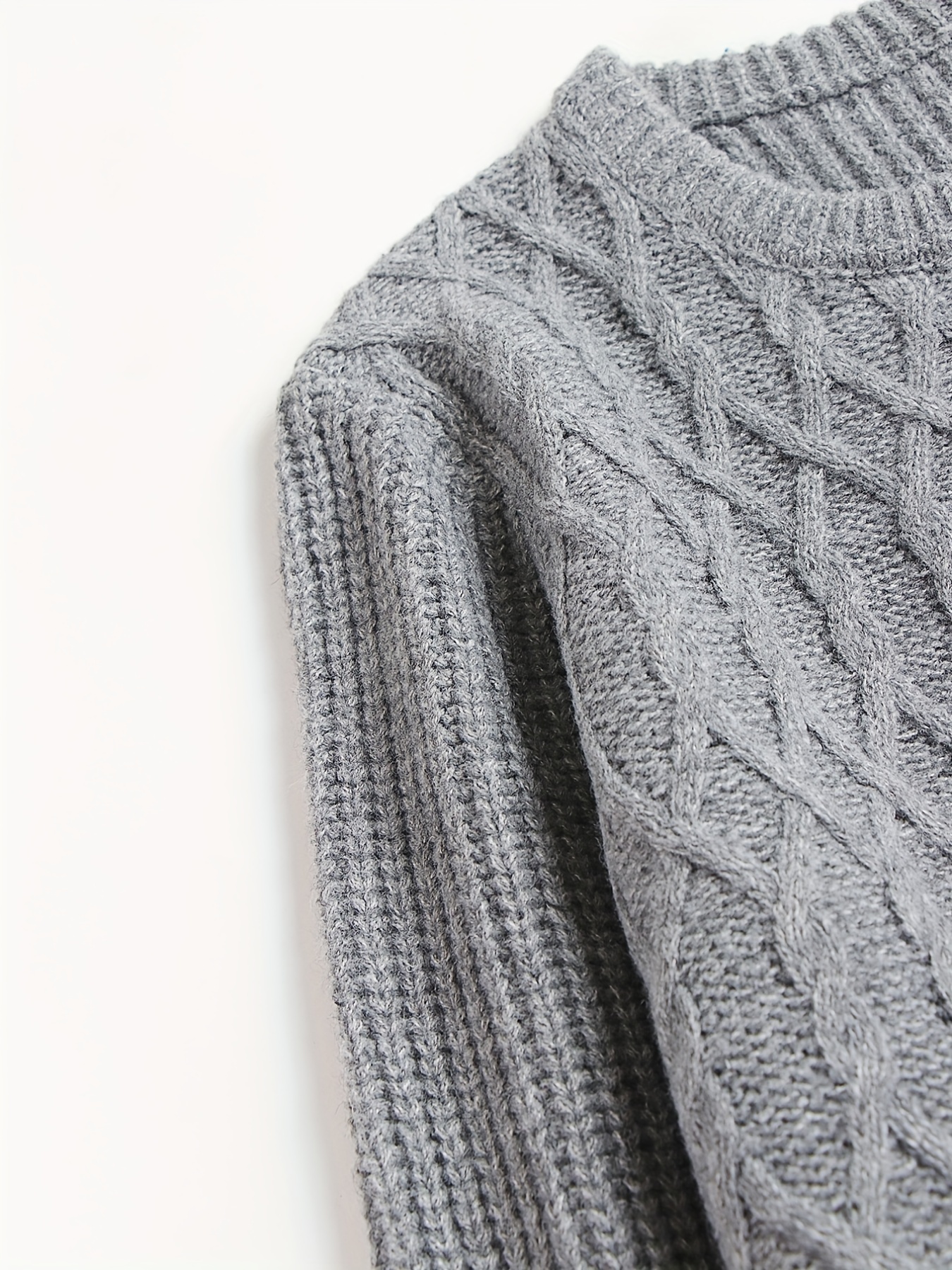 fashionable mens casual solid long sleeve round neck sweater suitable for outdoor street for autumn and winter can be paired with hip hop necklace as gifts details 2